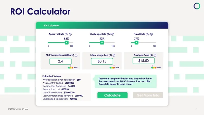 Design concept for the Outseer ROI calculator used to secure internal buy-in.